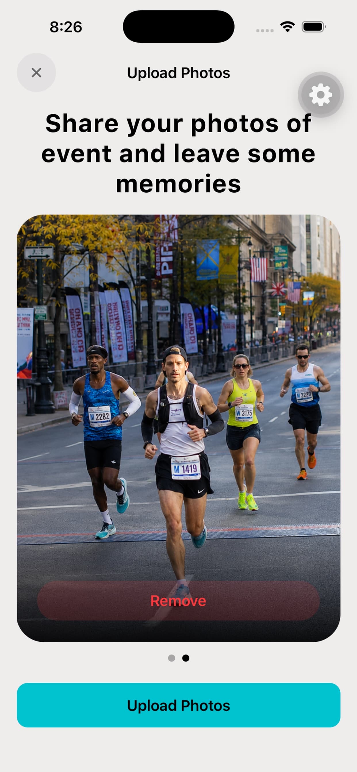 Heartbeat 5K upload photos screen